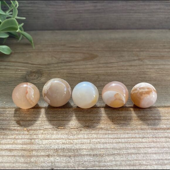 MINI Flower Agate Spheres - Picture 1 of 3